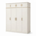 Armoire blanche en bois avec poignées dorées 200x60x240 cm