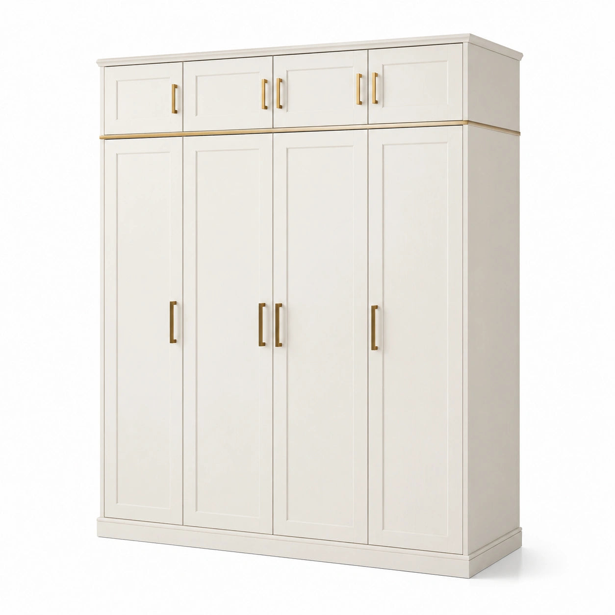 Armoire blanche en bois avec poignées dorées 200x60x240 cm