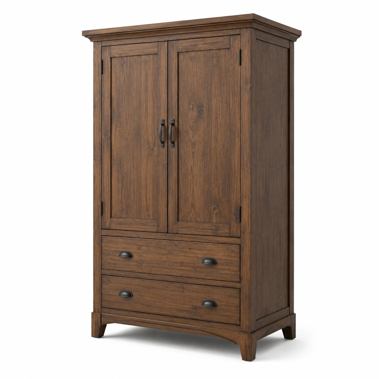 Armoire en bois avec portes battantes et tiroirs marron