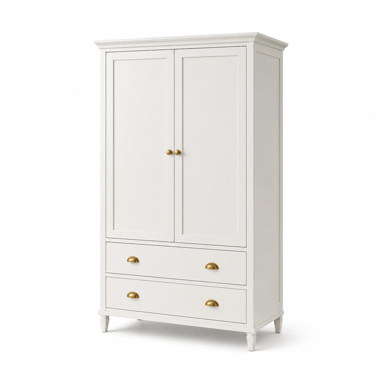 Armoire en bois avec poignées dorées