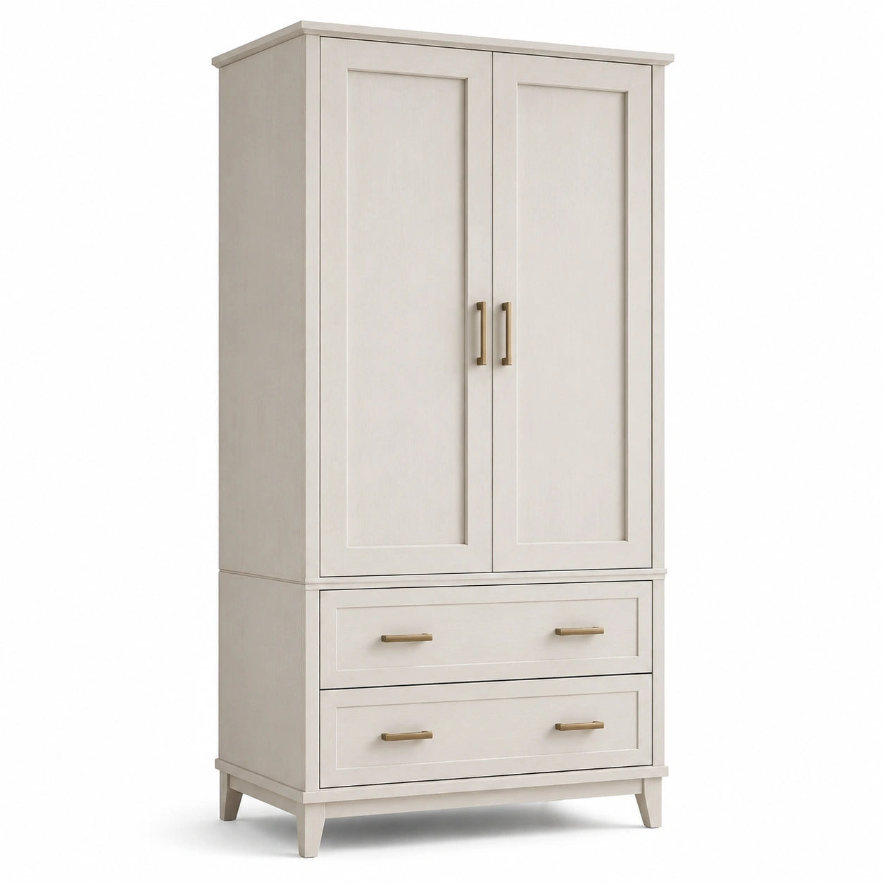 Armoire en Bois avec 2 Portes et 2 Tiroirs Blanc