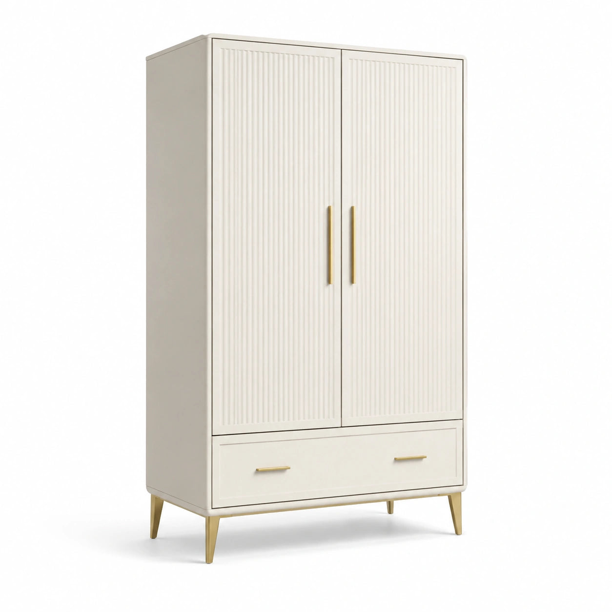 Armoire en bois avec métal, couleur crème 180x90x50 cm