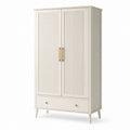 Armoire en bois MDF blanc avec poignées métalliques dorées