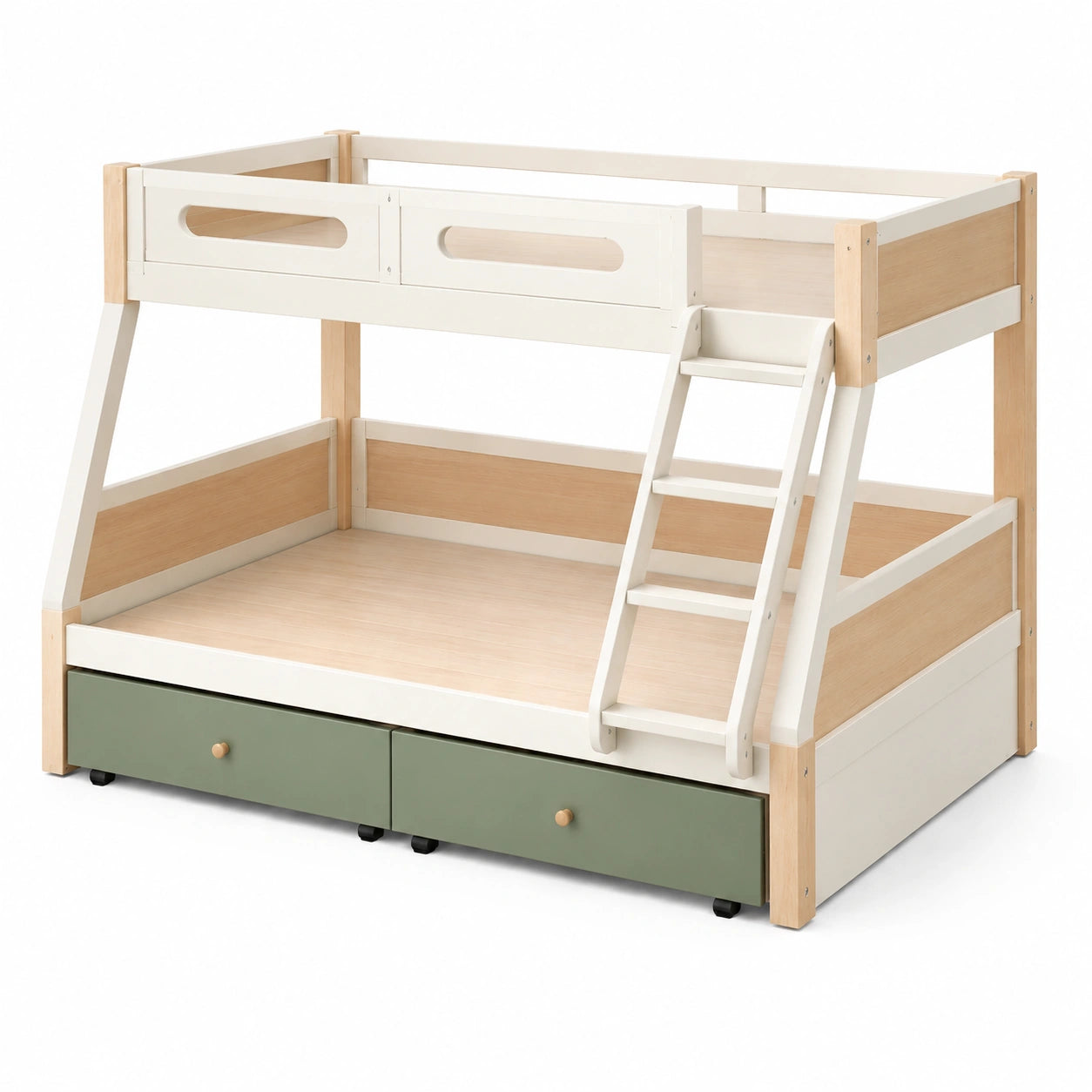 Lit superposé en bois avec échelle et tiroirs de rangement 200x140/90 cm