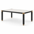Table en bois et marbre beige 200 cm