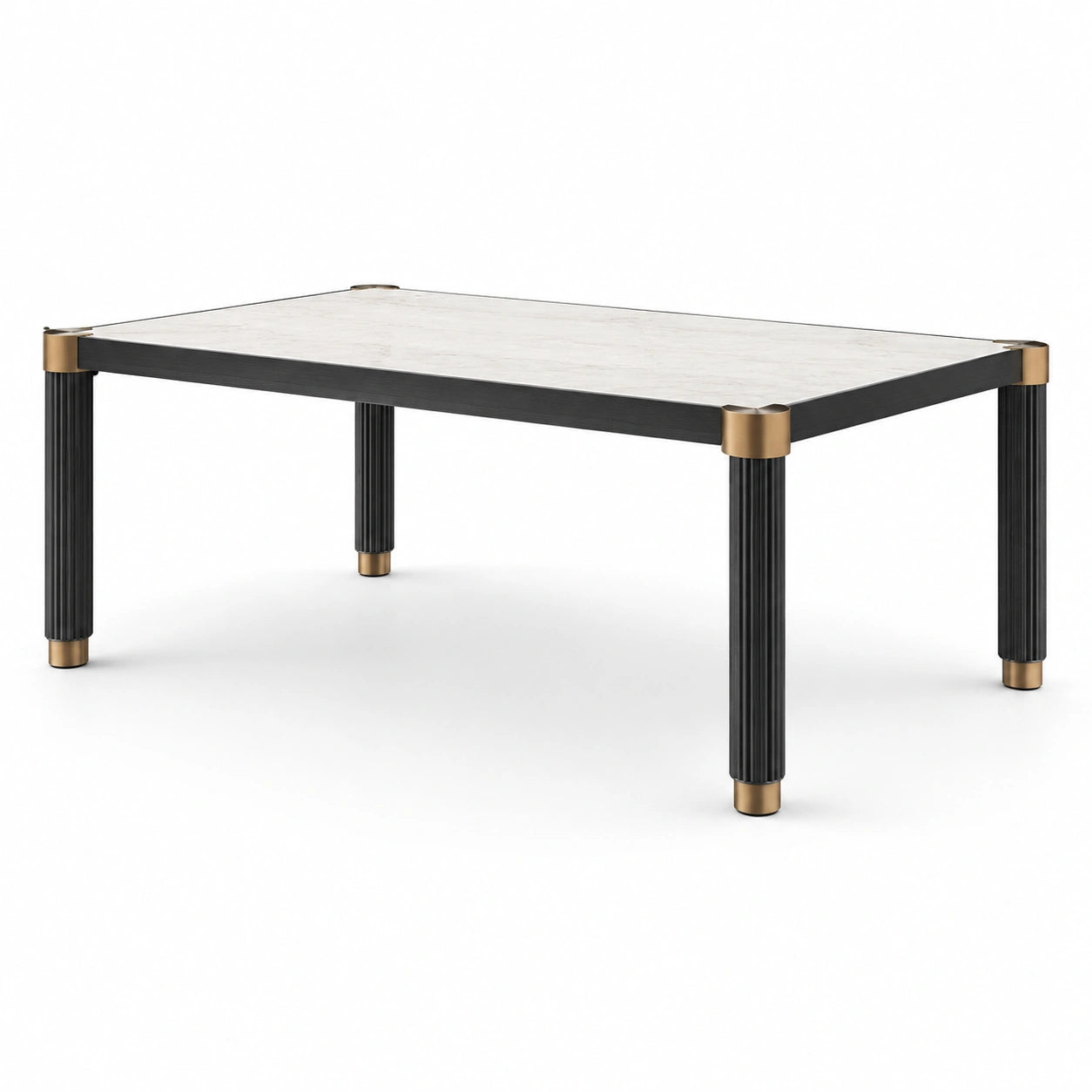Table en bois et marbre beige 200 cm