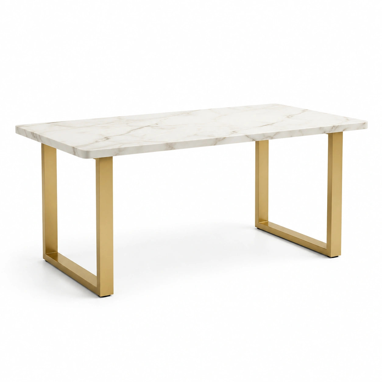 Table ronde en bois de chêne avec pied conique en métal noir et doré