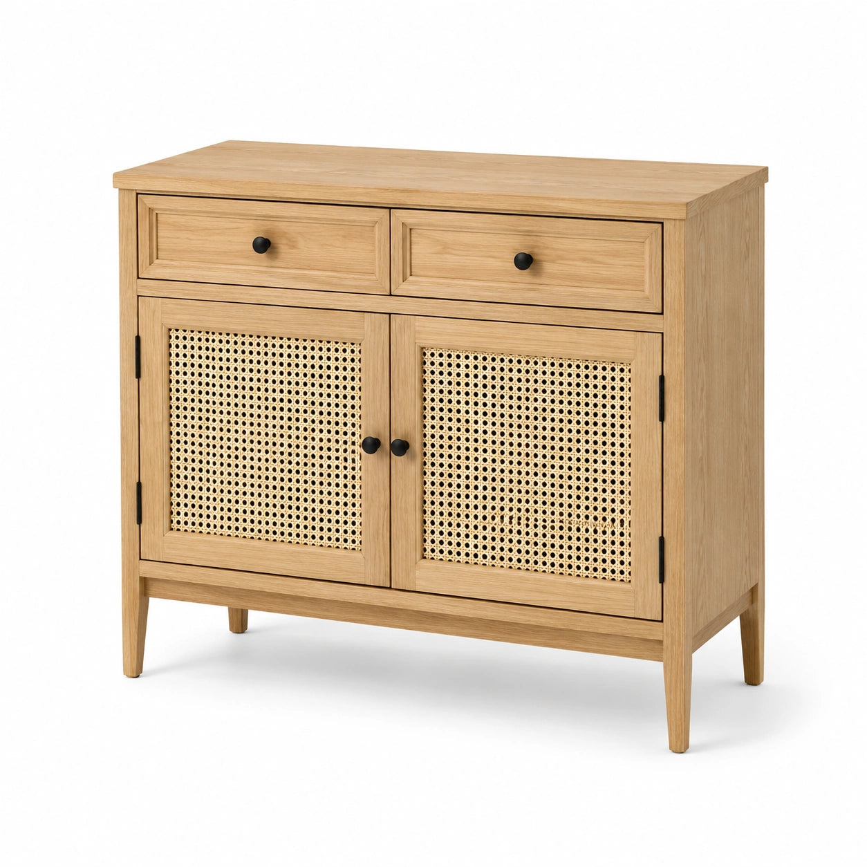Buffet en bois et rotin chêne 100 x 40 x 80 cm