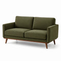 Canapé 2 places en tissu polyester vert avec pieds en bois