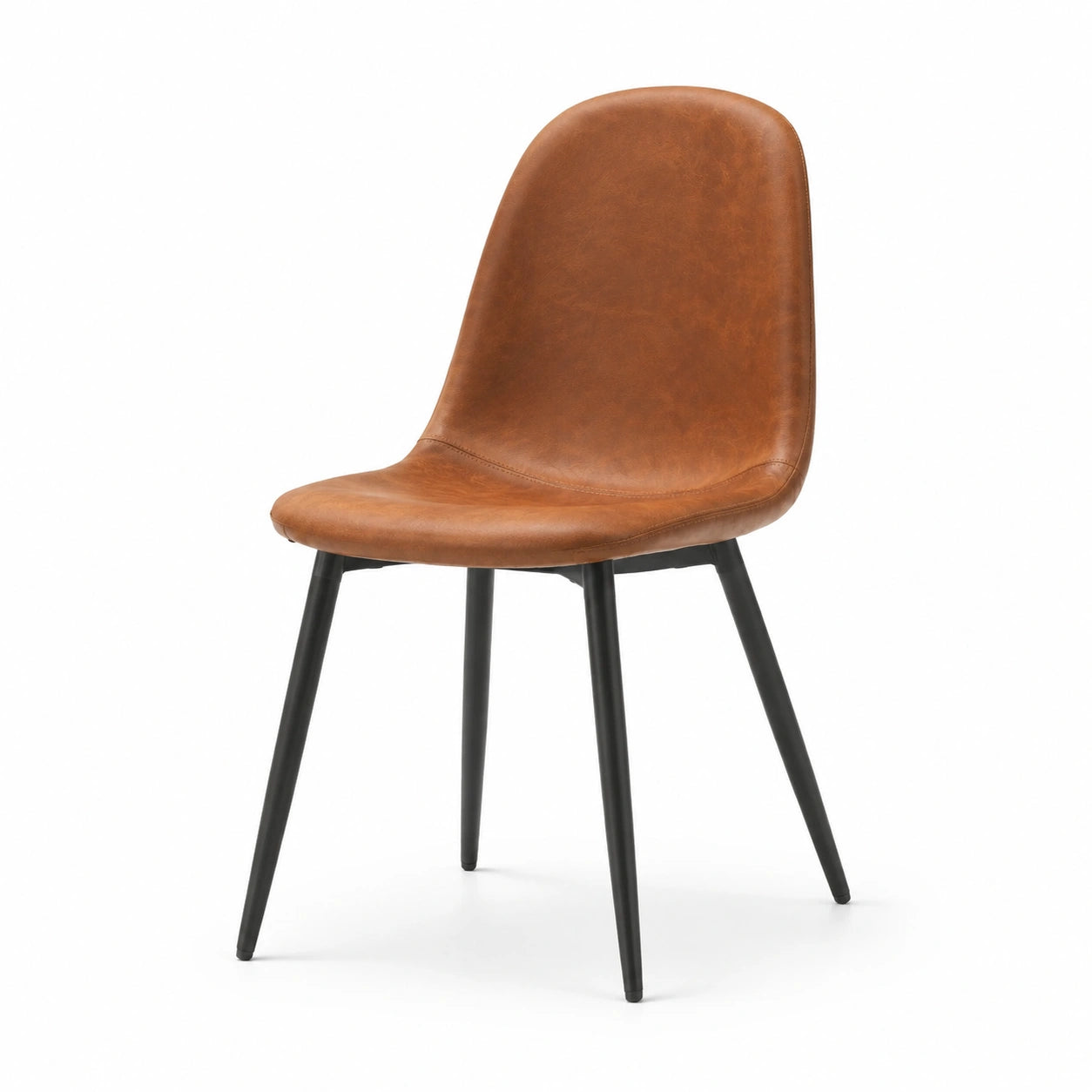 Chaise de salle à manger en cuir synthétique marron et métal