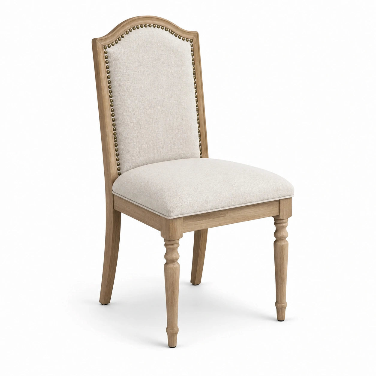 Chaise en bois avec dossier en lin beige