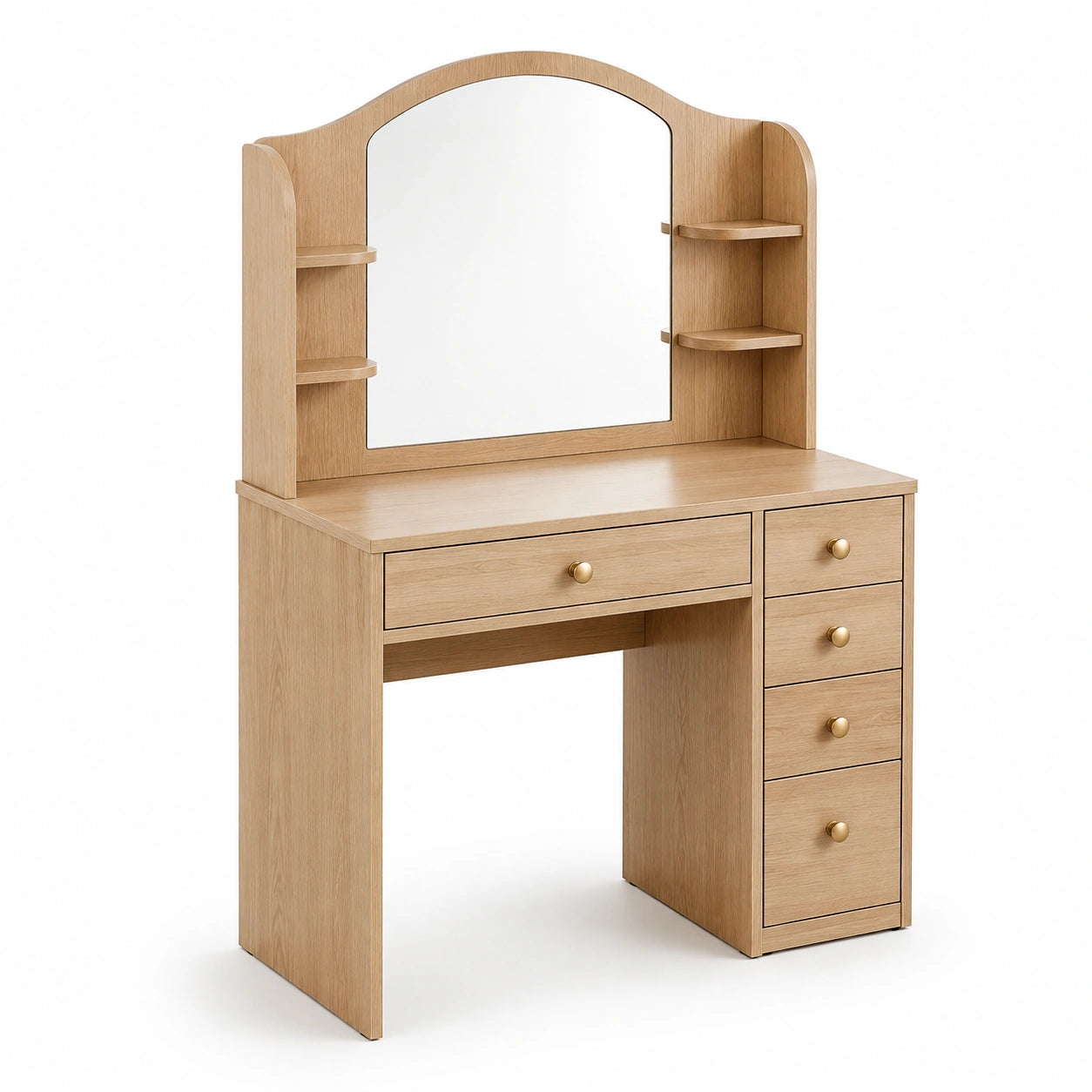 Coiffeuse en bois avec miroir et tiroirs
