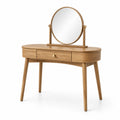 Coiffeuse en Chêne avec Miroir Rond