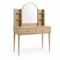 Coiffeuse en bois de chêne avec miroir arquée et étagères