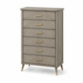 Commode haute en bois avec 6 tiroirs gris