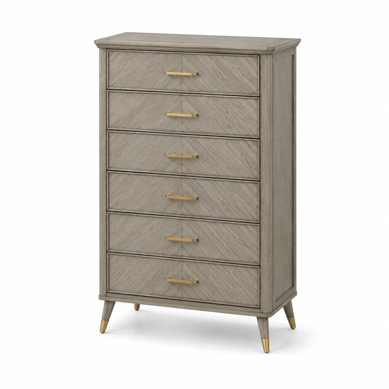 Commode haute en bois avec 6 tiroirs gris
