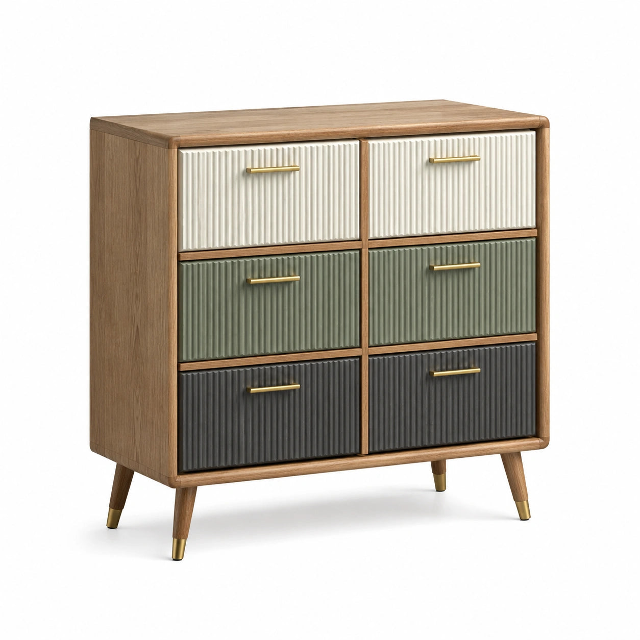 Commode en bois de chêne avec tiroirs MDF multicolores