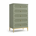 Commode à cinq tiroirs en bois MDF vert avec pieds en métal