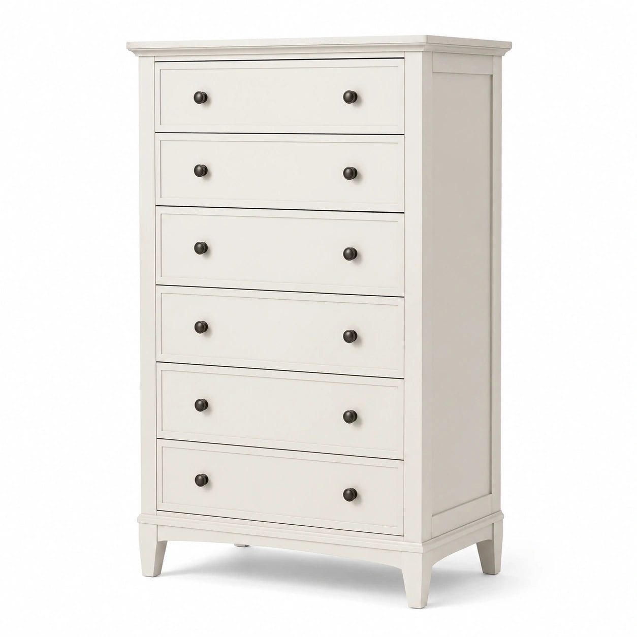Commode en bois MDF blanc avec 6 tiroirs