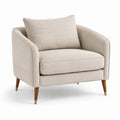 Fauteuil en tissu bouclé beige avec pieds en bois