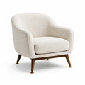Fauteuil en tissu bouclé crème avec pieds en bois