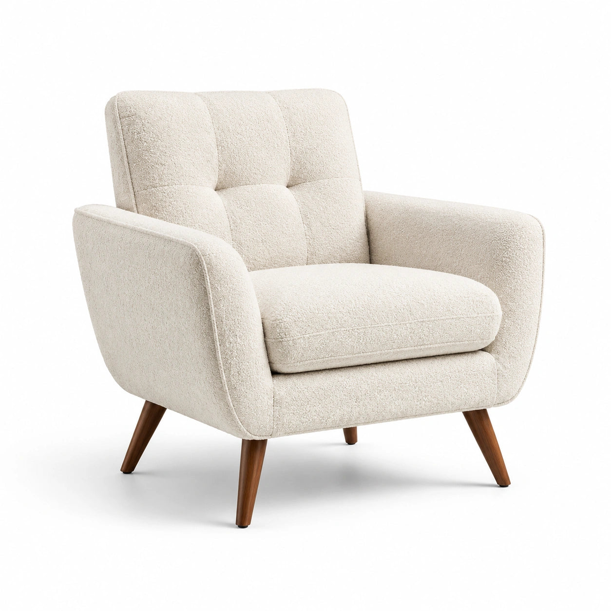 Fauteuil en bois de noyer et tissu polyester vert, 85cm x 70cm x 75cm