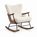 Fauteuil à bascule en bois et tissu vert