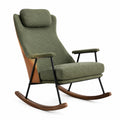Fauteuil à bascule en bois avec tissu beige