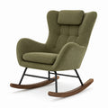 Fauteuil à bascule en chêne avec coussins en polyester beige